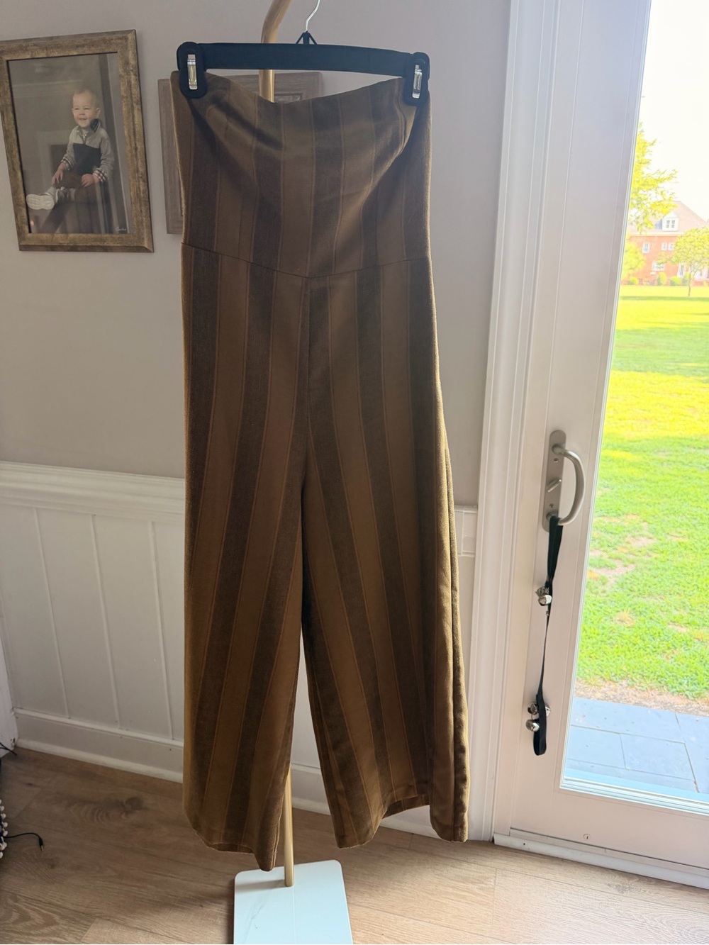 Urban Outfitters Brown Stripe Strapless Wide-Leg Jumpsuit Sz S - Picture 3 of 3